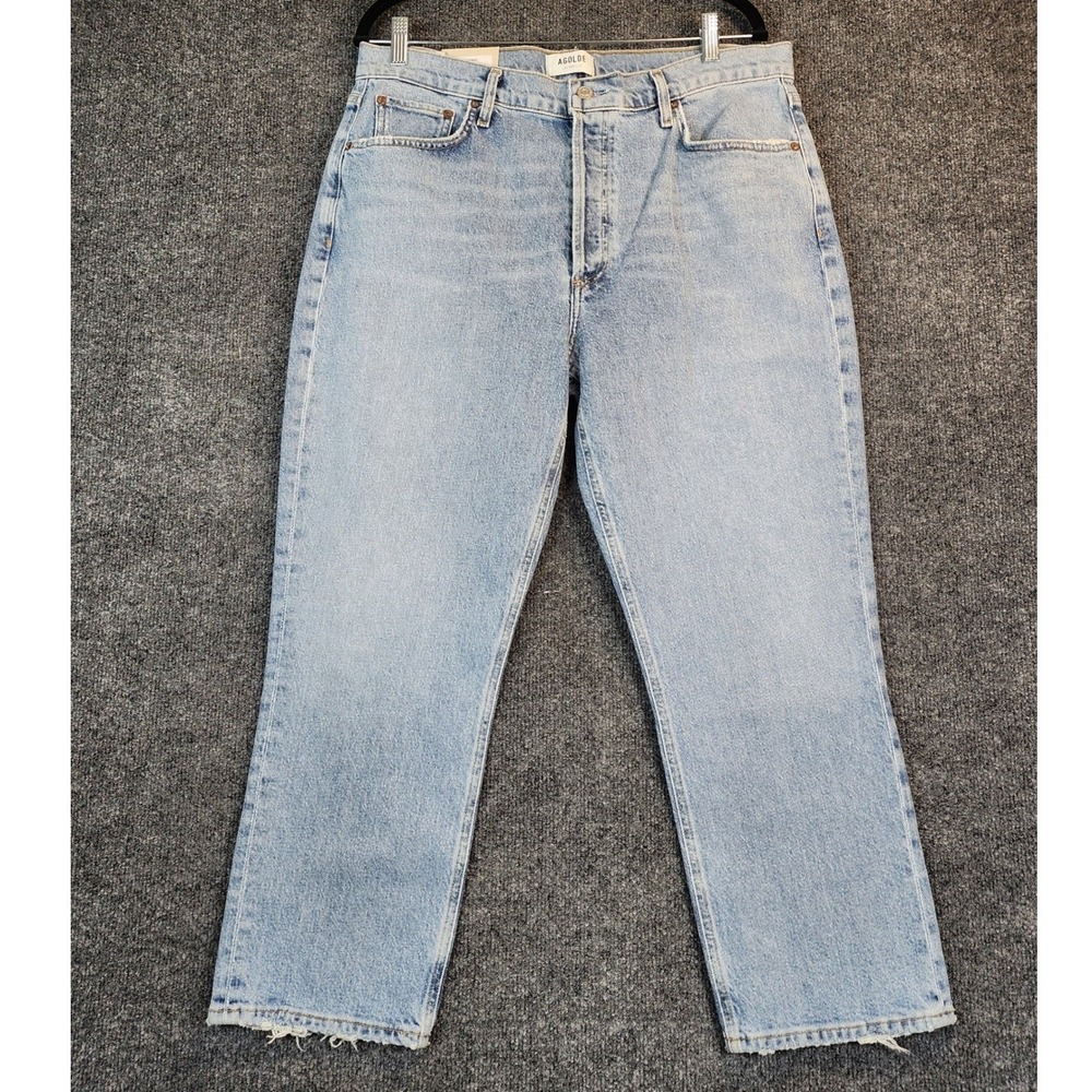 AGOLDE Riley Women High Rise Straight Crop 90s Minimalist Denim Jeans 32 NWT